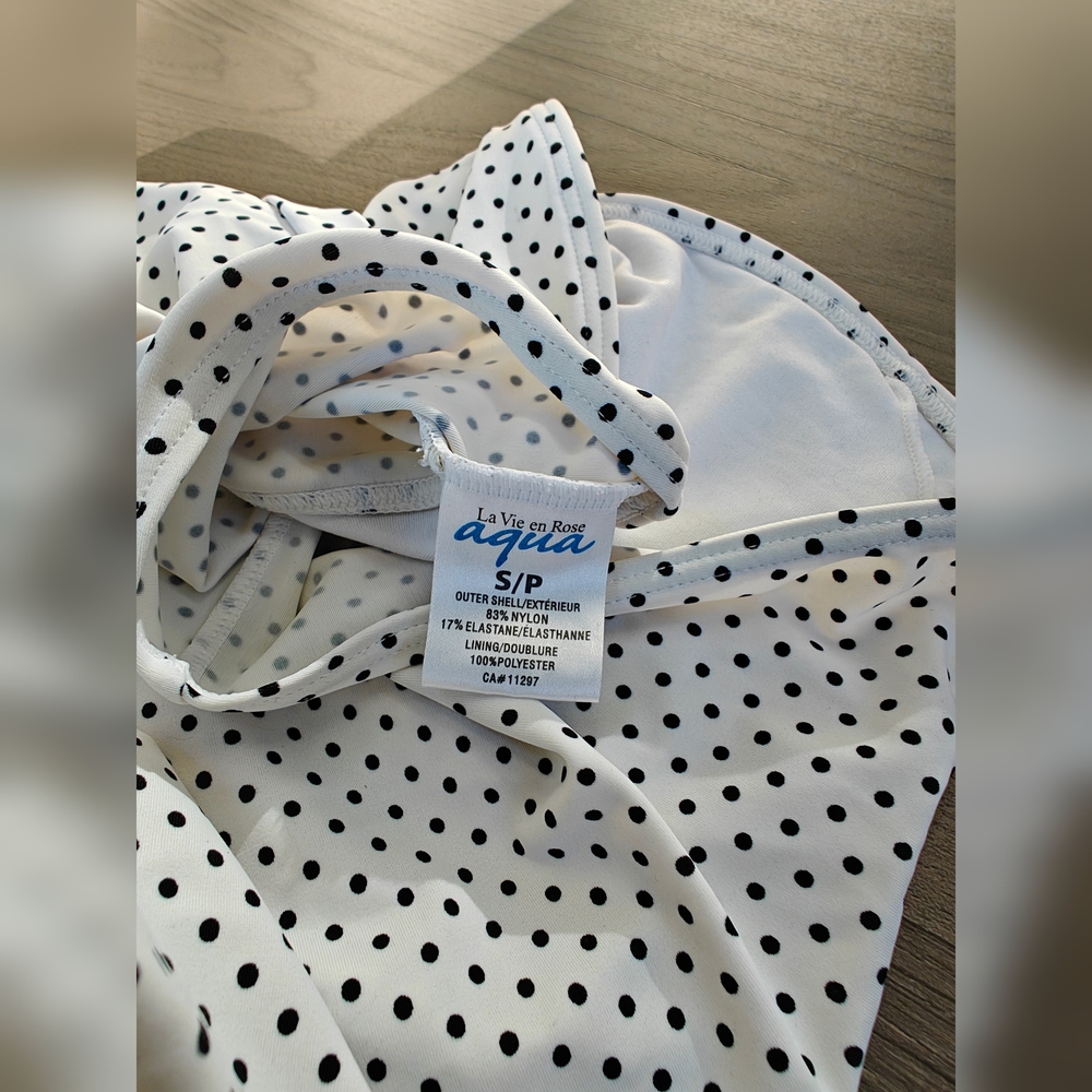 La Vie En Rose Black and White Polka Dot Dress S - Picture 3 of 5
